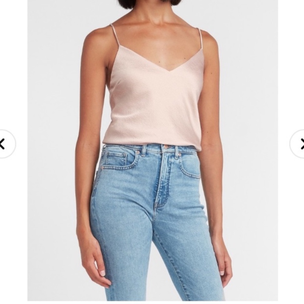 Express Textured Satin V Neck Adjustable Strap Cami